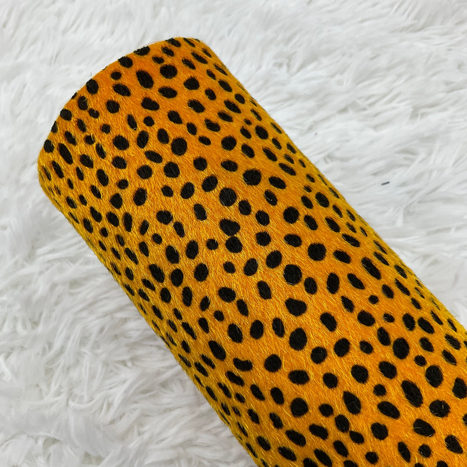Orange Dalmatian Faux Fur Super Flexible Thin Canvas Fabric Sheet
