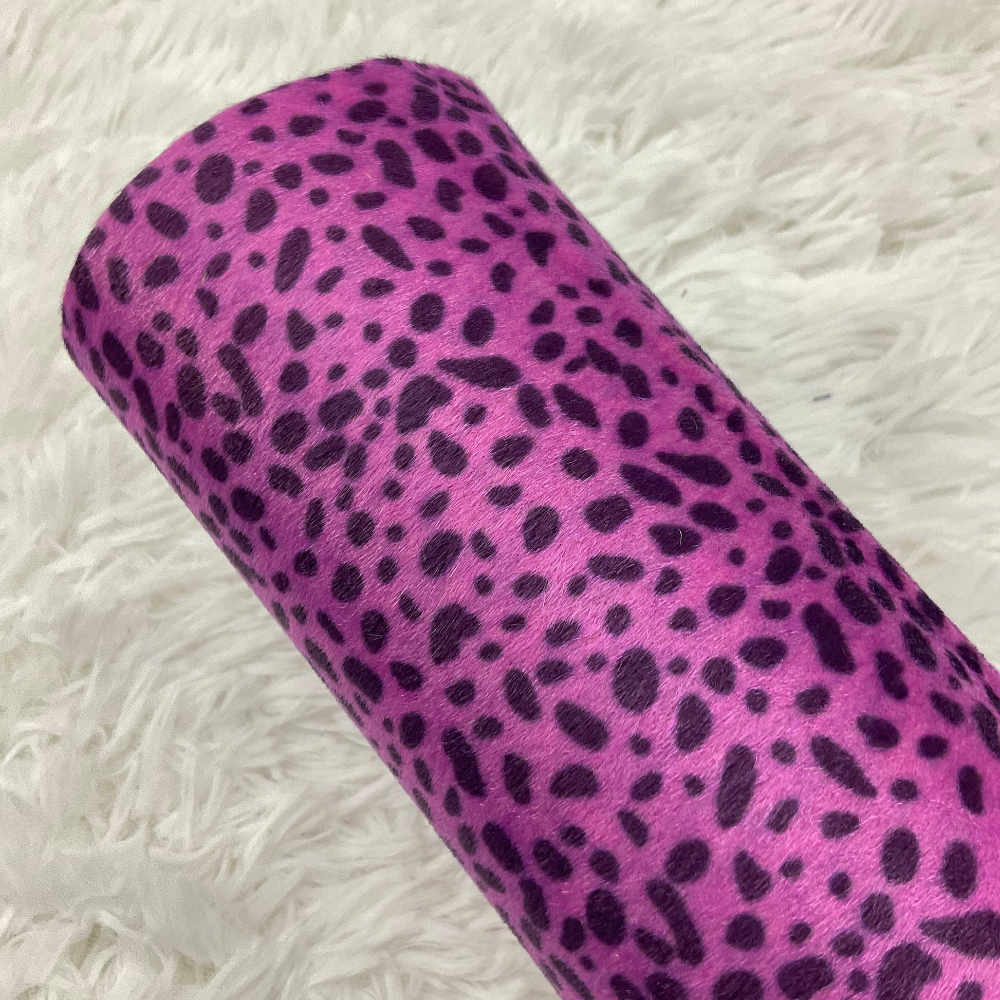 Light Pink Dalmatian Faux Fur Super Flexible Thin Canvas Fabric Sheet