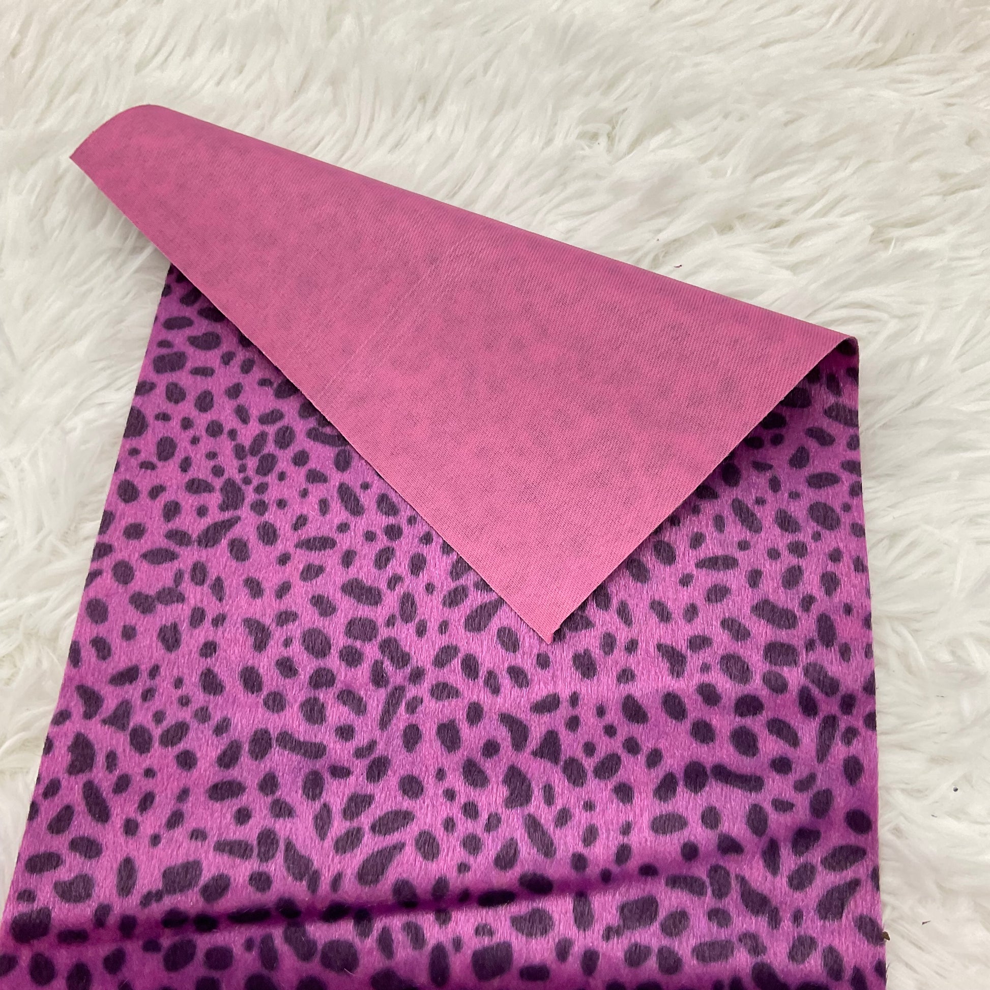 Light Pink Dalmatian Faux Fur Super Flexible Thin Canvas Fabric Sheet