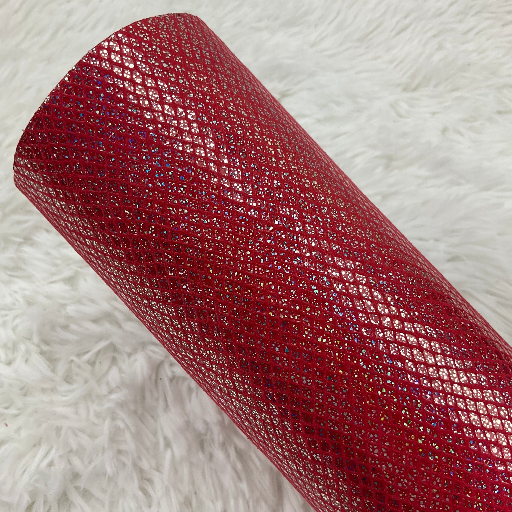 Magenta Red Lattice Glitter Super Flexible Thin Fabric Sheet