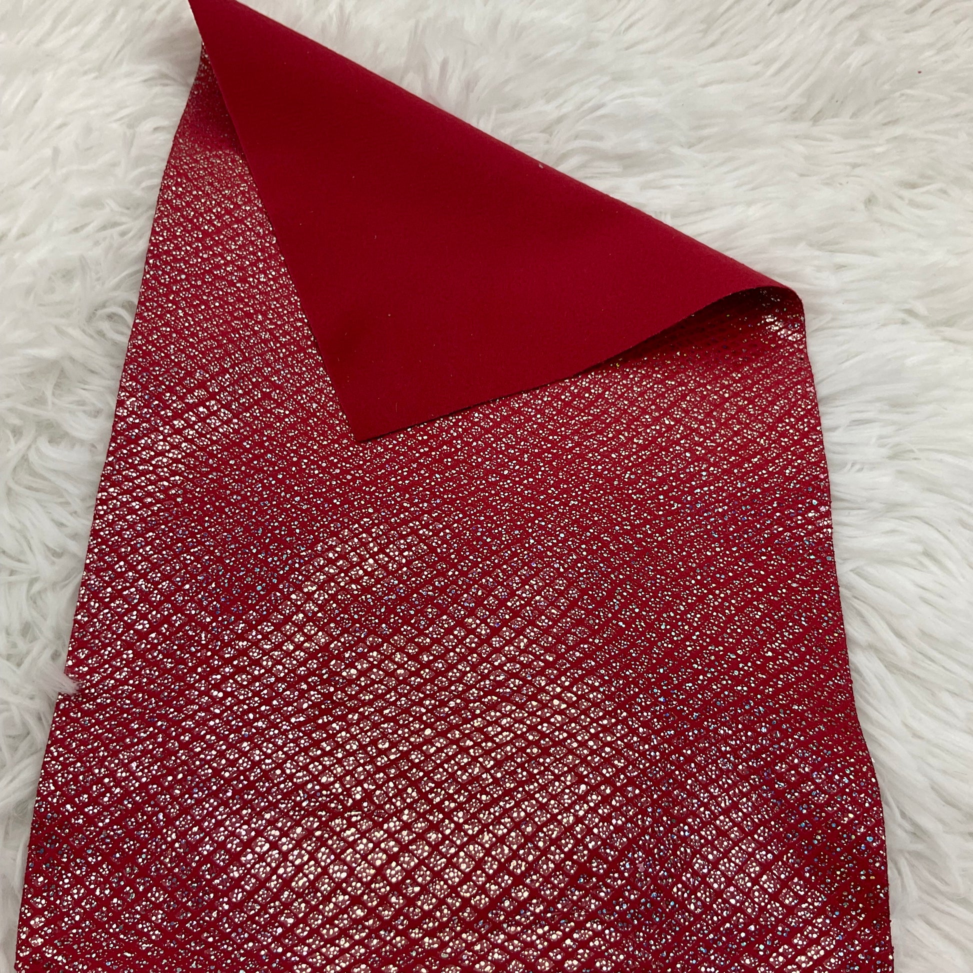 Magenta Red Lattice Glitter Super Flexible Thin Fabric Sheet