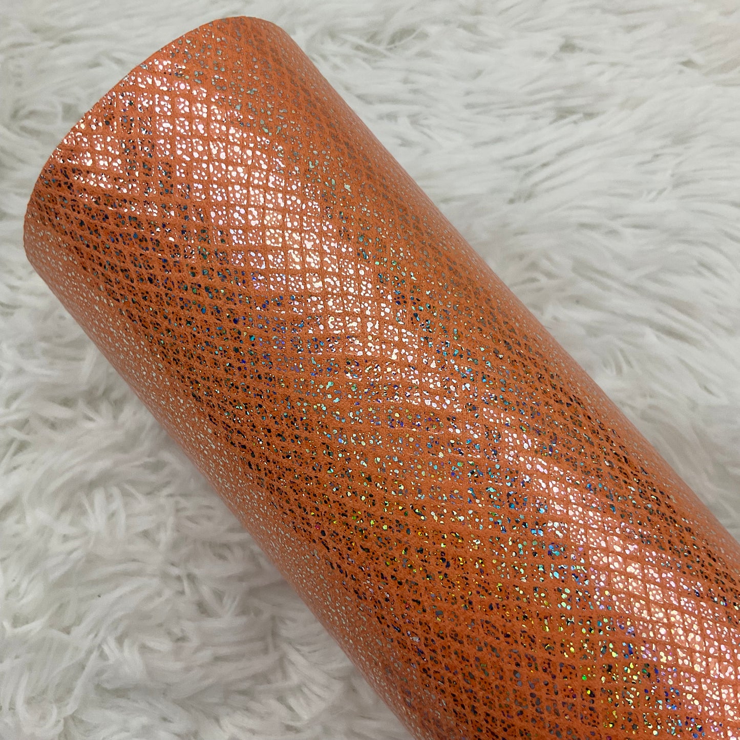 Orange Lattice Glitter Super Flexible Thin Fabric Sheet