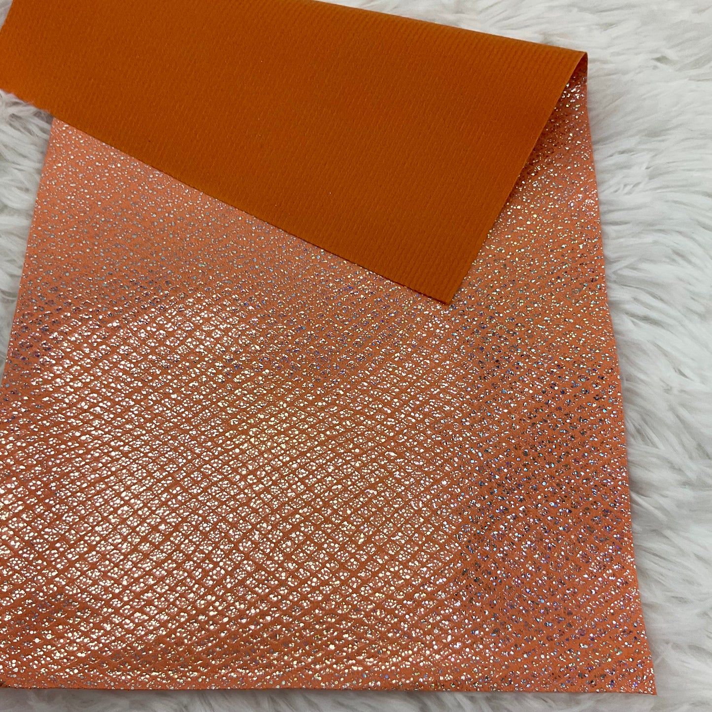 Orange Lattice Glitter Super Flexible Thin Fabric Sheet