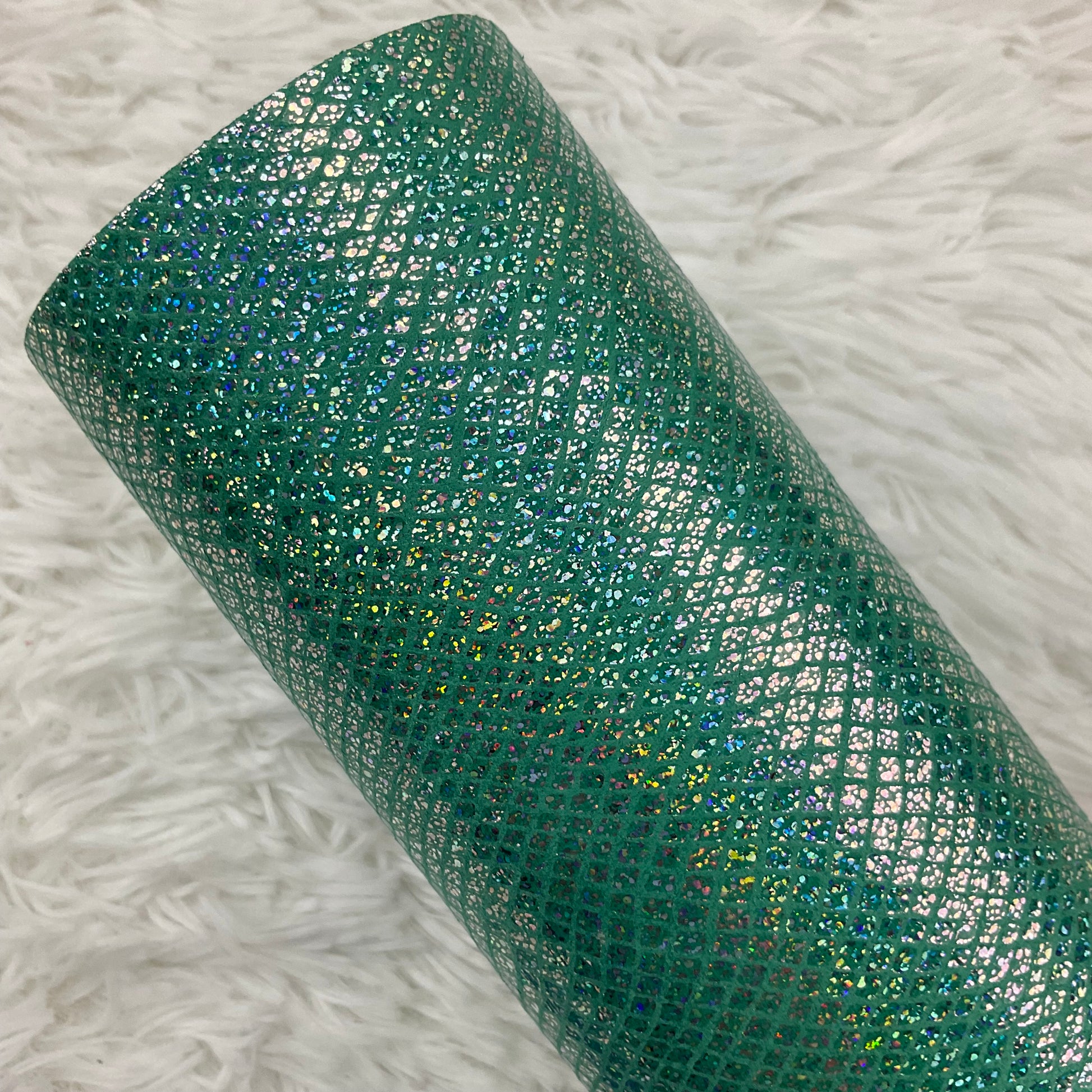 Sea Foam Green Lattice Glitter Super Flexible Thin Fabric Sheet