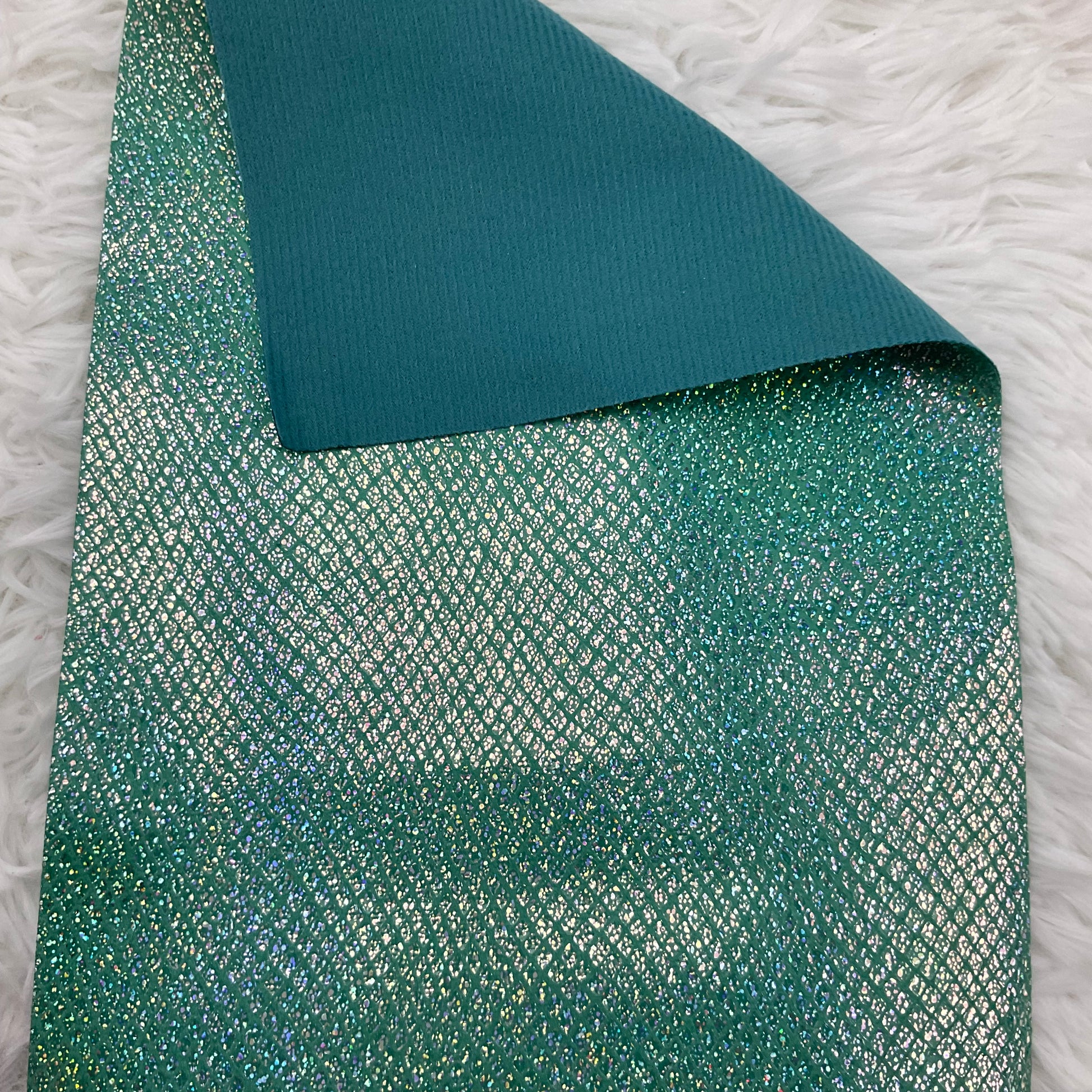 Sea Foam Green Lattice Glitter Super Flexible Thin Fabric Sheet