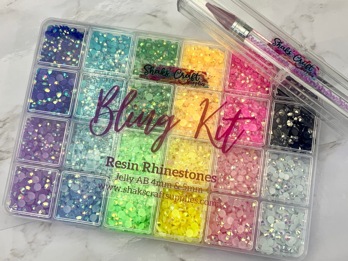 Bling Kit | Resin Rhinestones 12 Colors AB Jelly 4mm & 5mm | Non Hot Fix