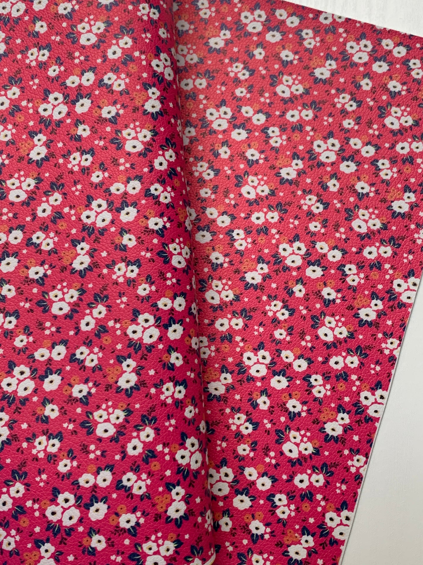 Pink Floral Pebble Vegan Leather Sheet