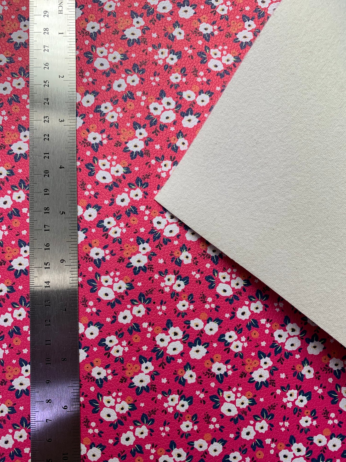 Pink Floral Pebble Vegan Leather Sheet