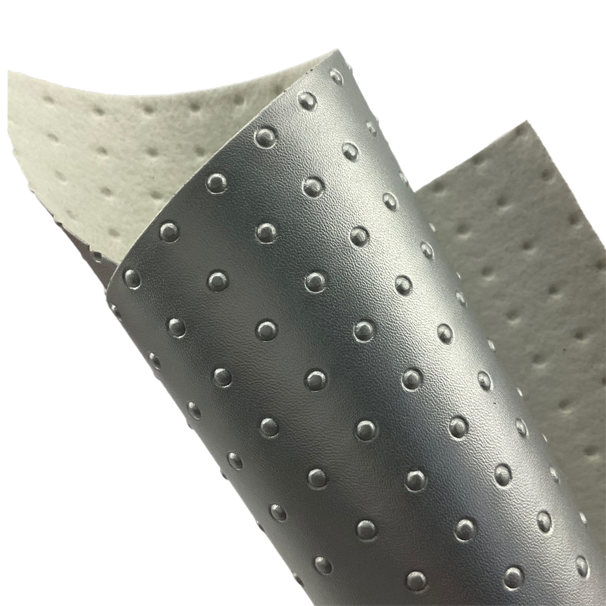 Silver Dots Embossed Soft Faux Leather Sheet