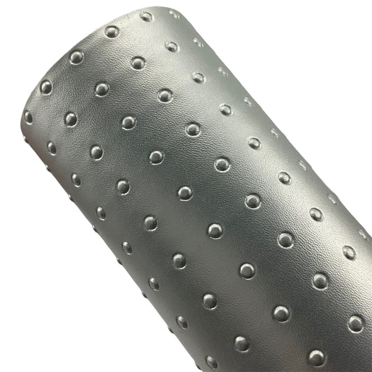 Silver Dots Embossed Soft Faux Leather Sheet