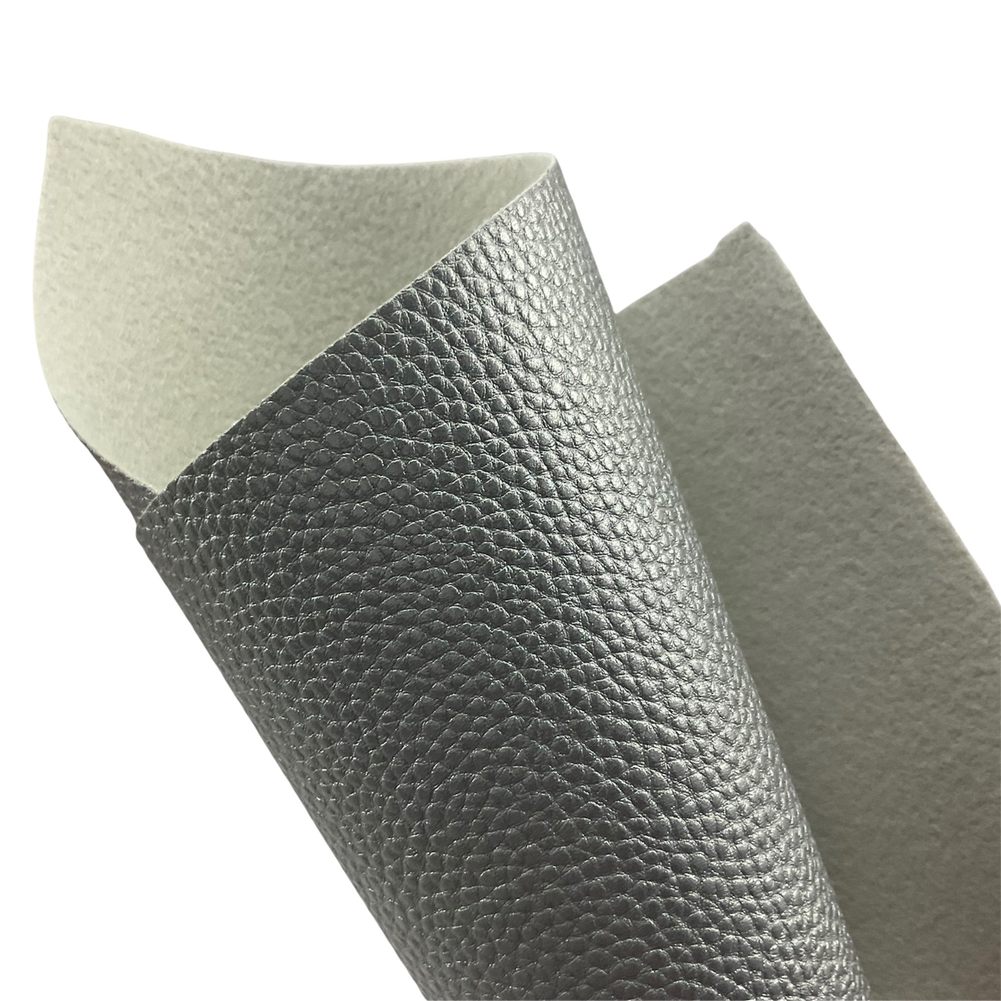Silver Pebbled Litchi Faux Leather Sheet