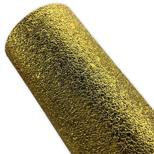 Gold Yellow Embossed Textured Faux Leather