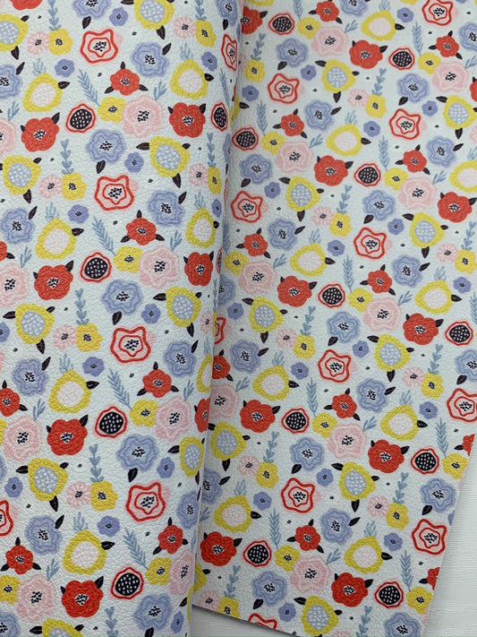 Floral Pebble Vegan Leather Sheet