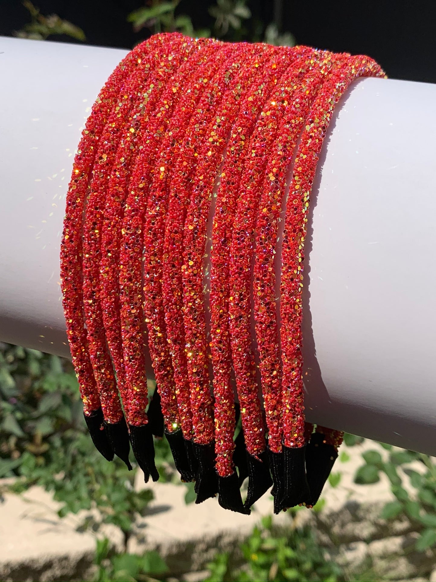 Red Orange AB Chunky Glitter Headband