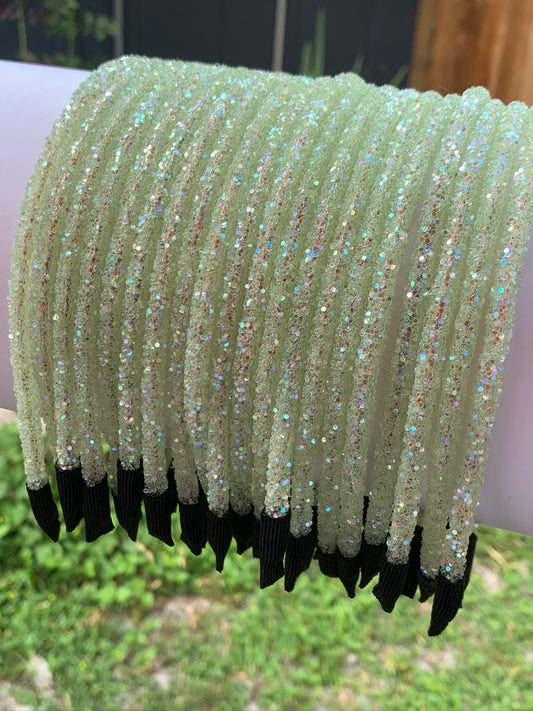 Clear Mint Green Chunky Glitter Headband