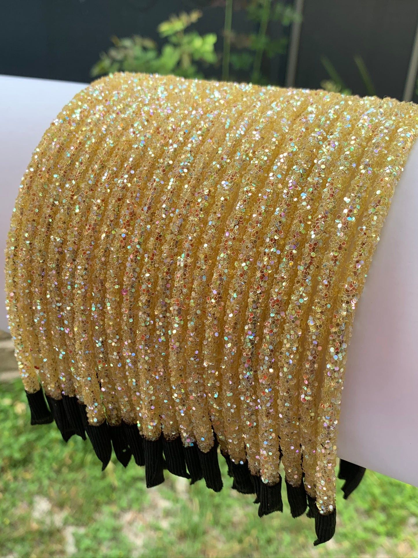 Clear Yellow Chunky Glitter Headband