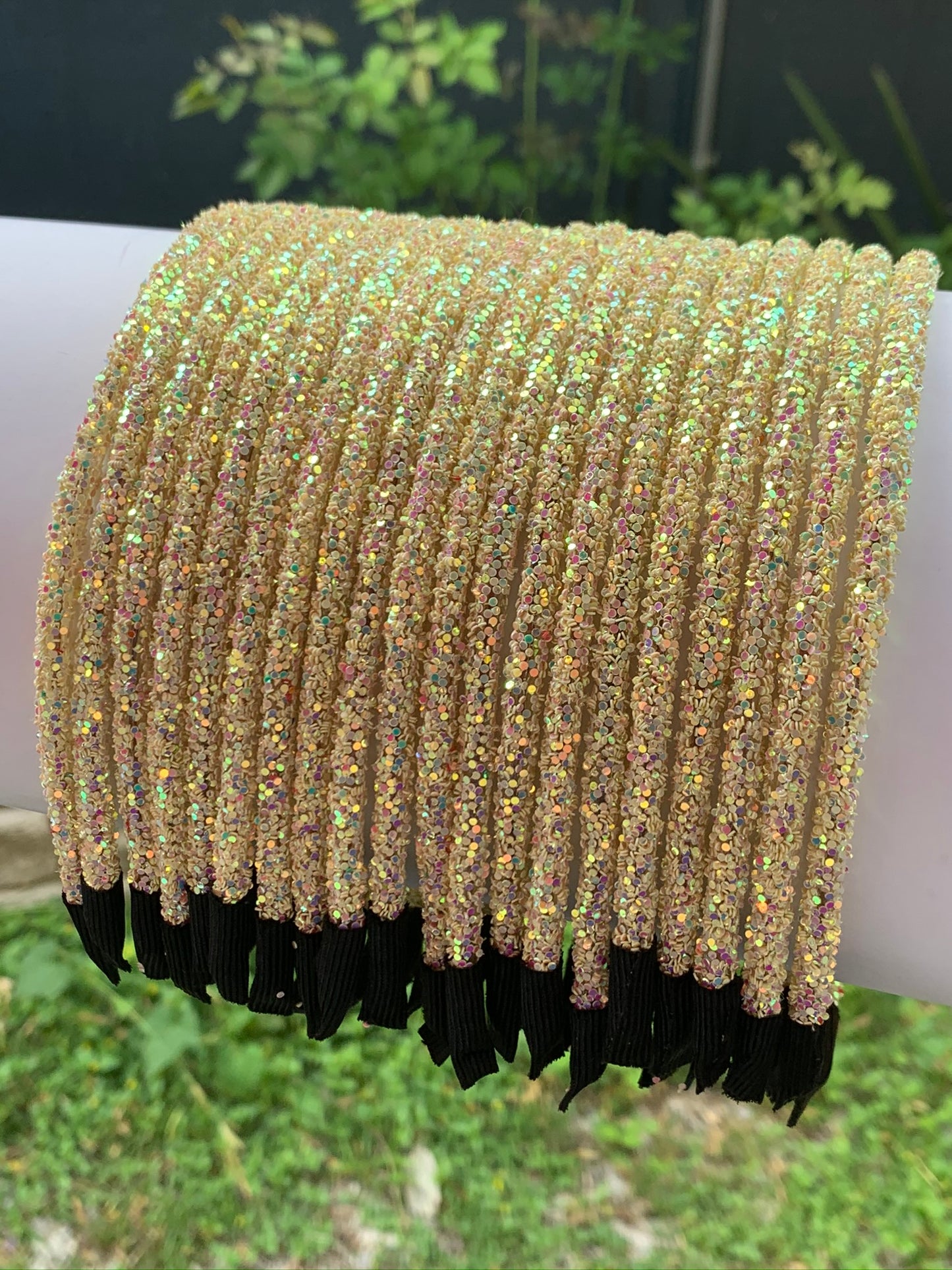 Pastel Yellow AB Chunky Glitter Headband