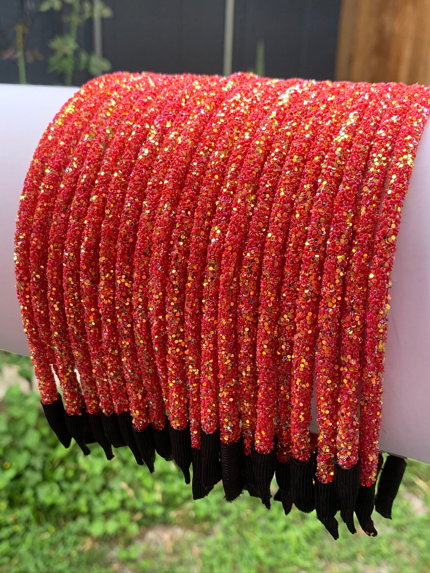 Pink Orange AB Chunky Glitter Headband