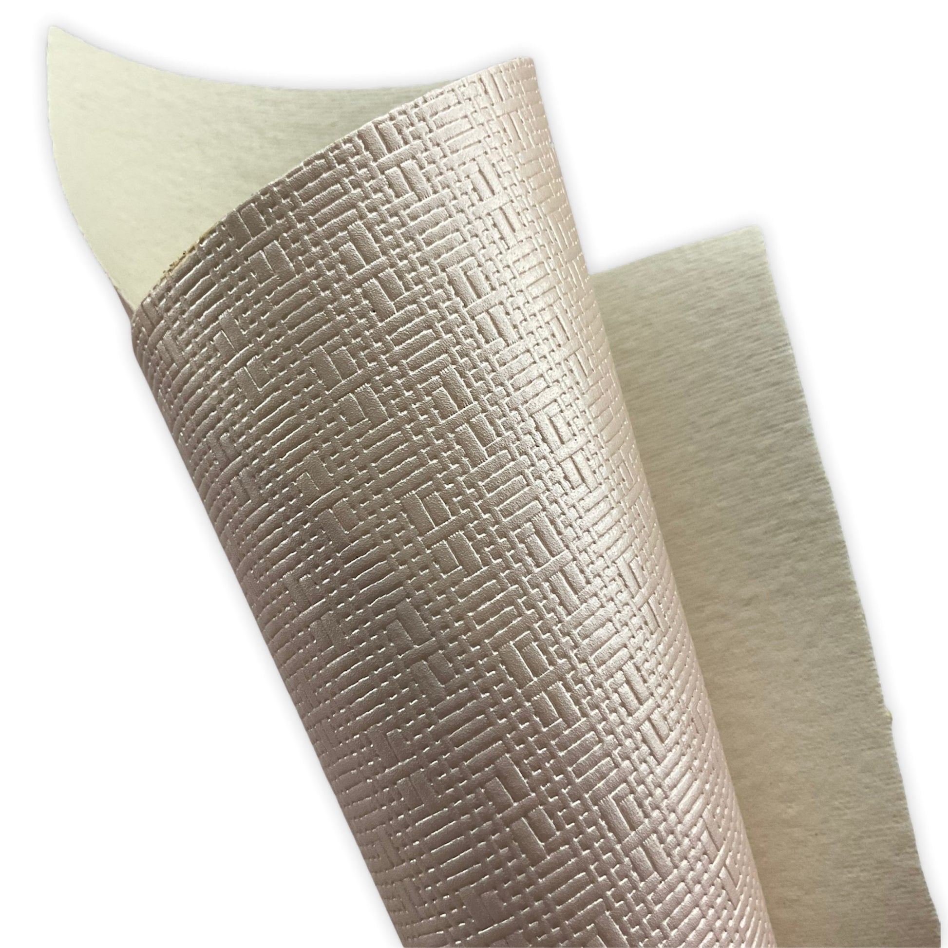 Pearly Rose Basket Weave Embossed Textured Faux Leather Sheet