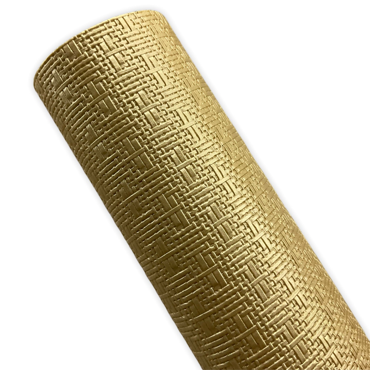 Pearly Gold  Basket Weave Embossed Textured Faux Leather Sheet