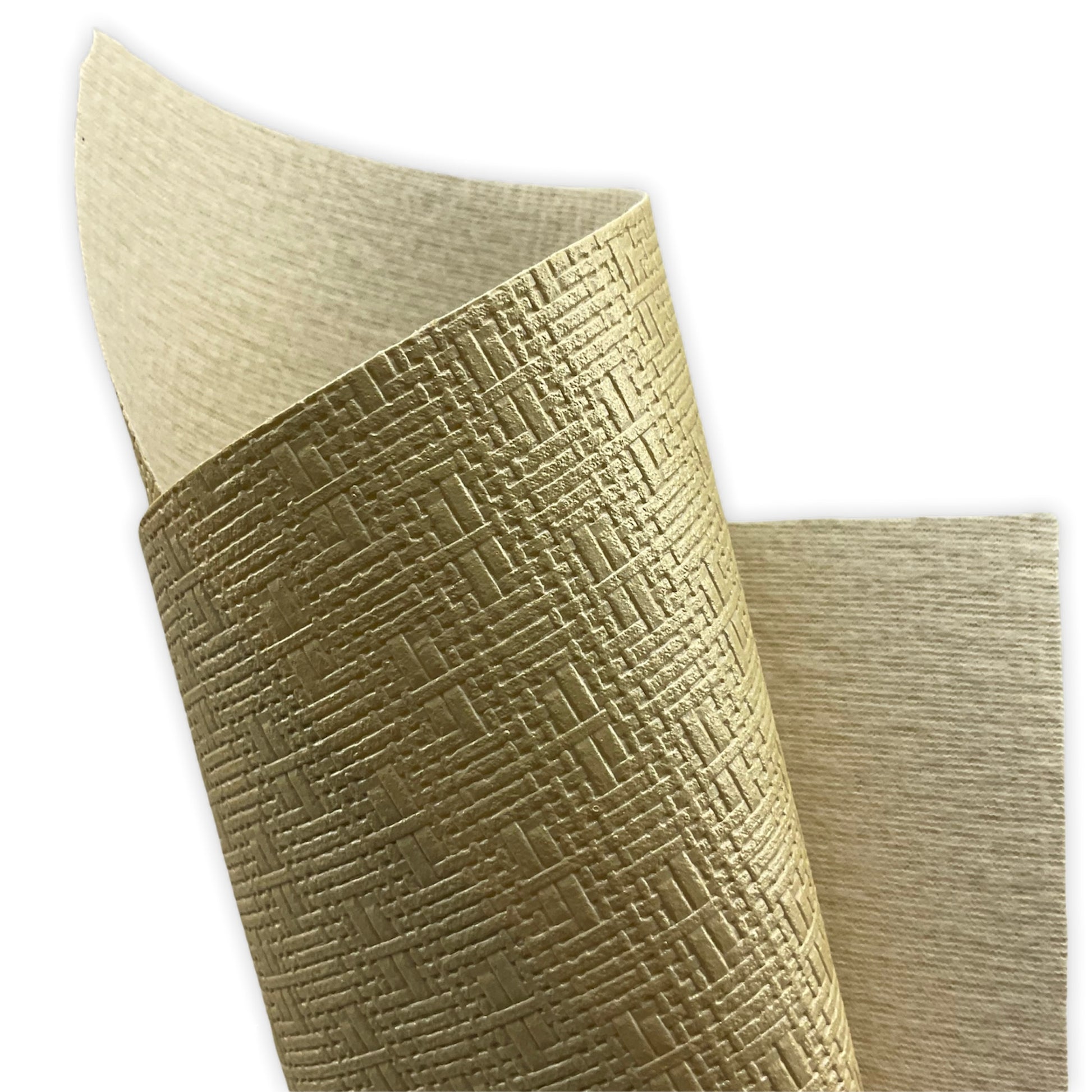 Pearly Yellow Basket Weave Embossed Textured Faux Leather Sheet