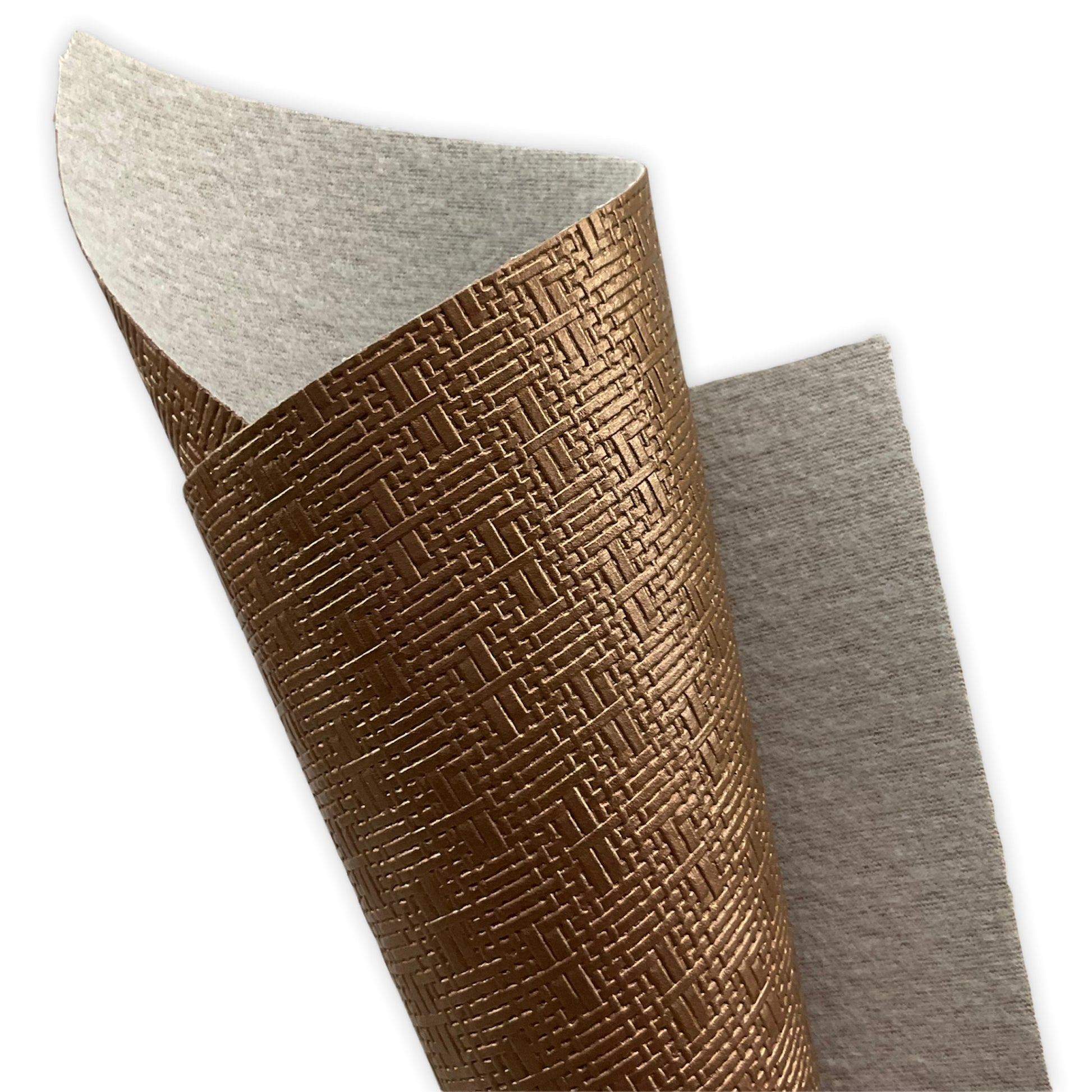Pearly Bronze Basket Weave Embossed Textured Faux Leather Sheet