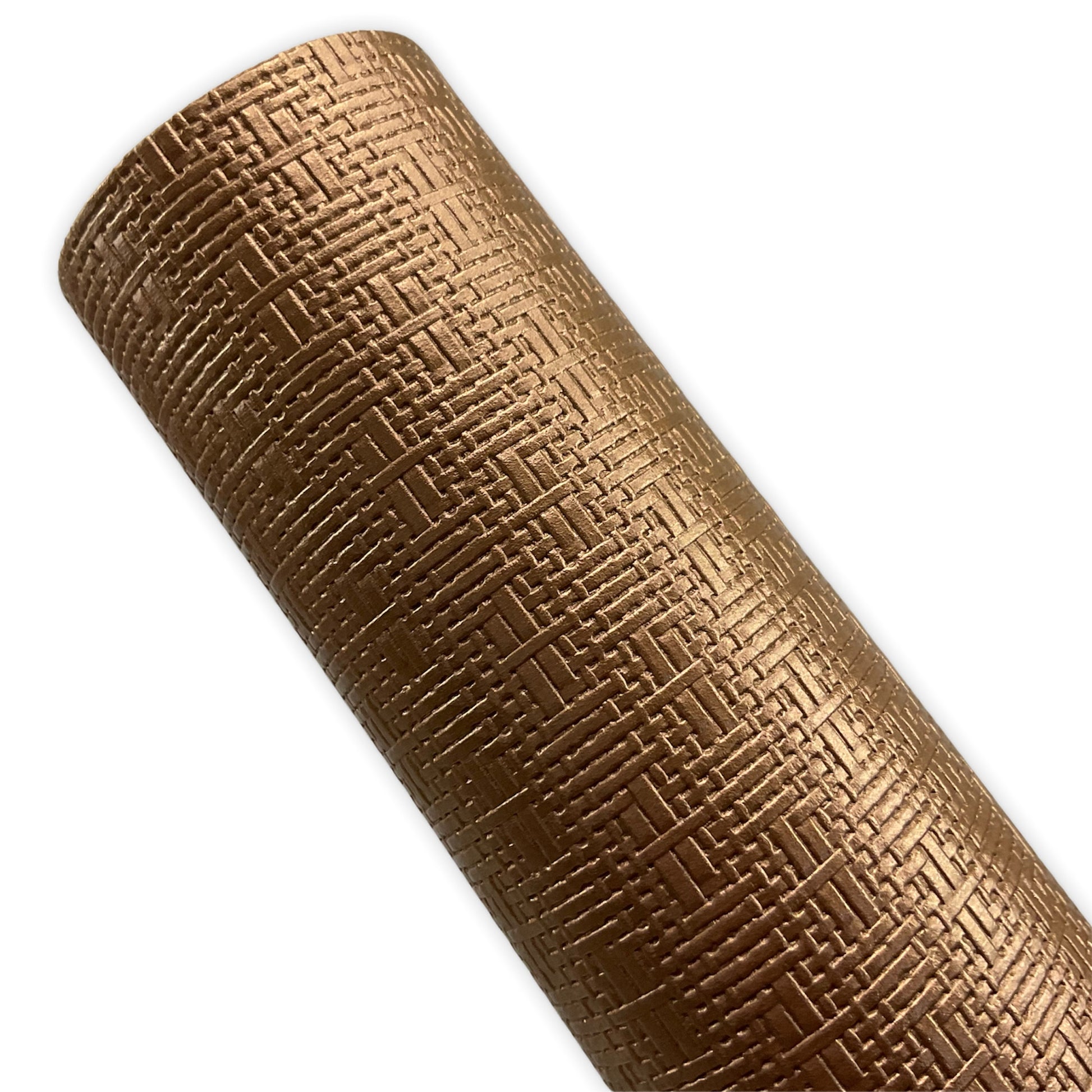 Pearly Bronze Basket Weave Embossed Textured Faux Leather Sheet