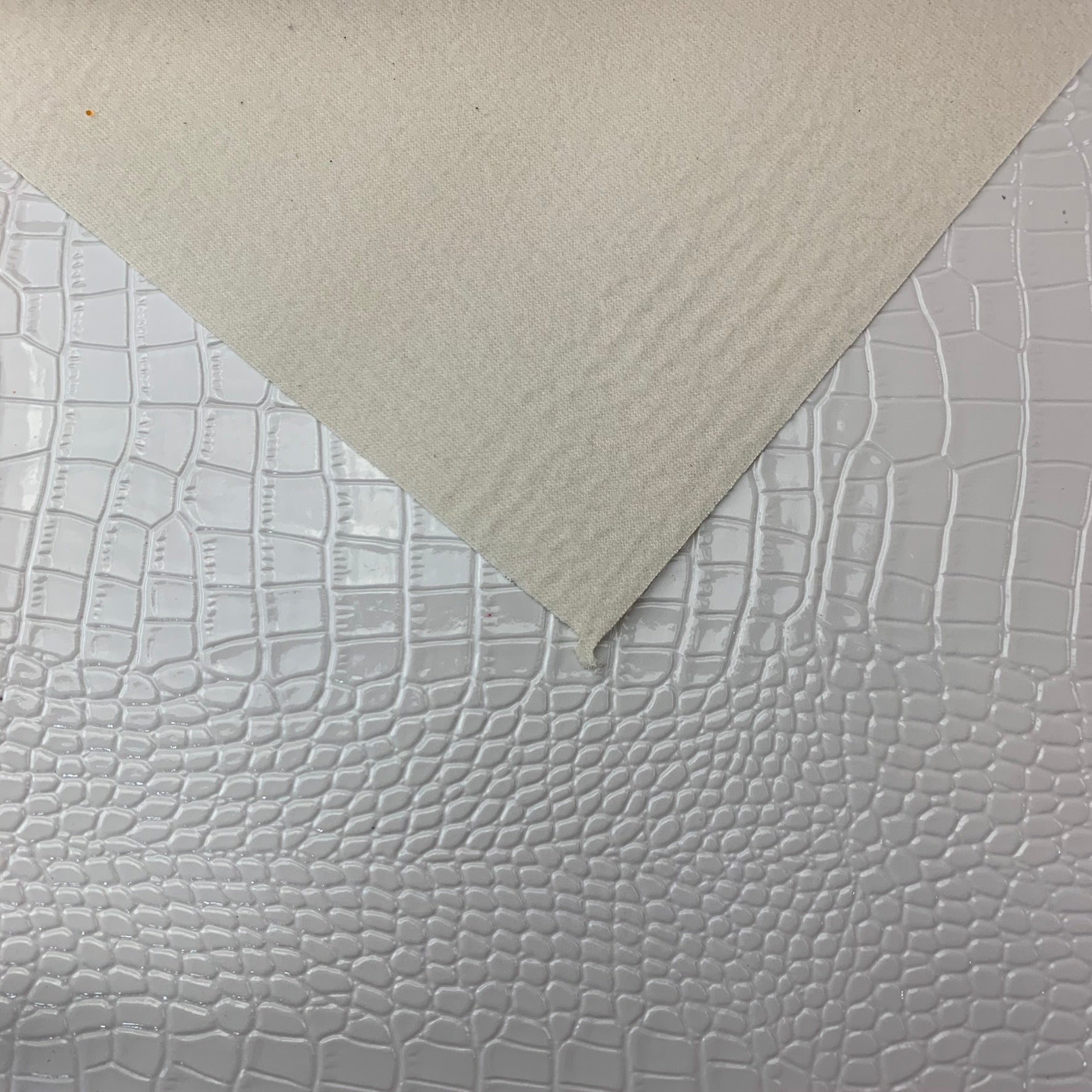 White Glossy Crocodile Textured Faux Leather Sheet