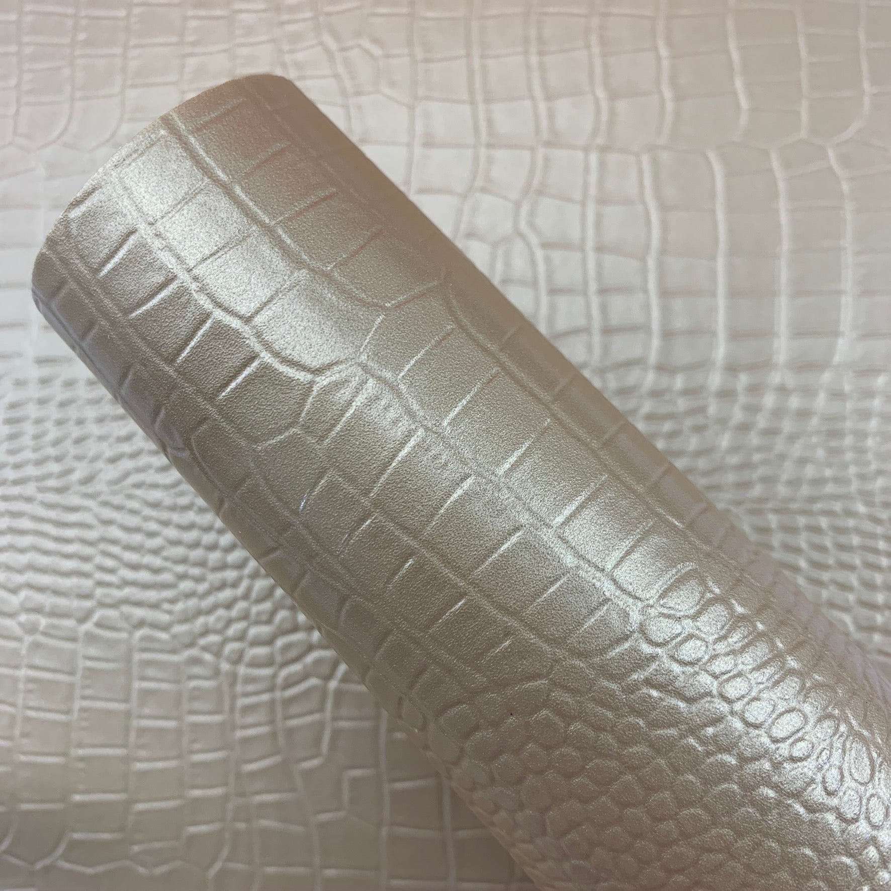 Gold Glossy Crocodile Textured Faux Leather Sheet