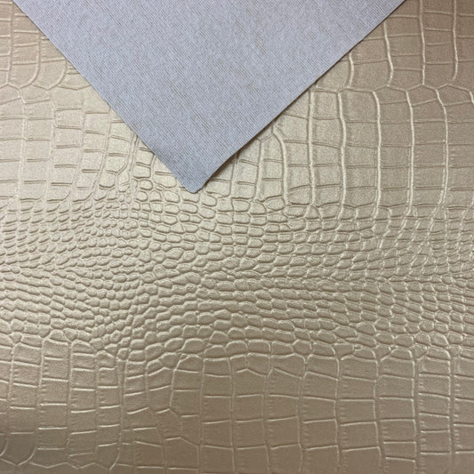 Gold Glossy Crocodile Textured Faux Leather Sheet