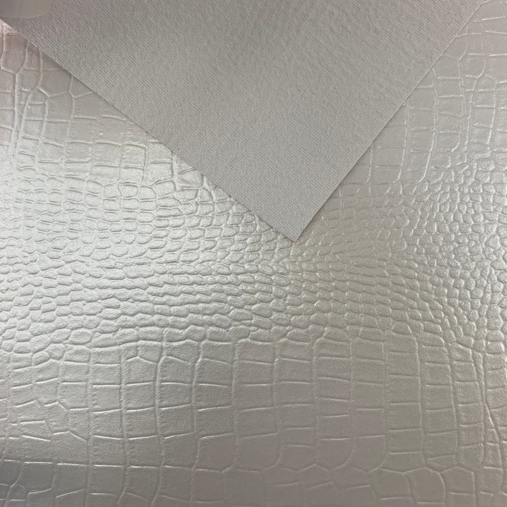 Pearl White Crocodile Textured Faux Leather Sheet