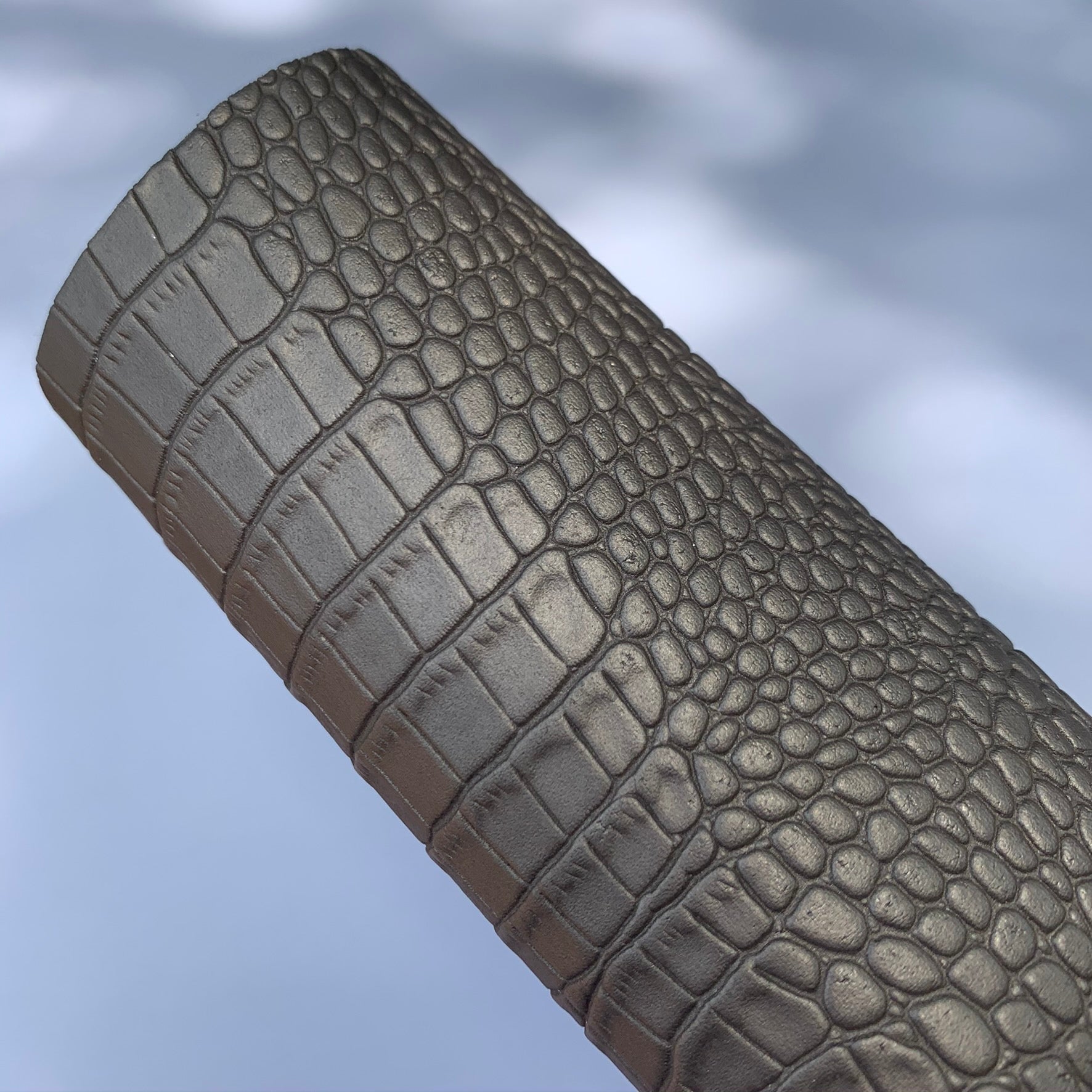 Olive Brown Crocodile Textured Faux Leather Sheet