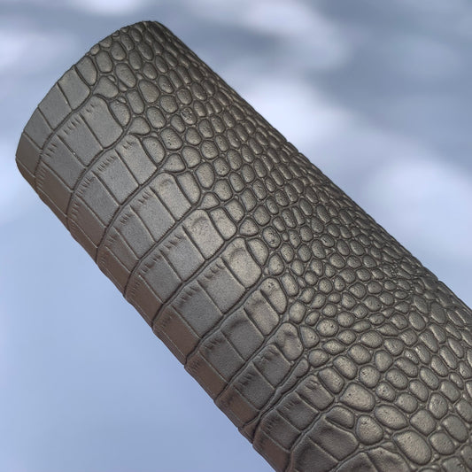 Olive Brown Crocodile Textured Faux Leather Sheet