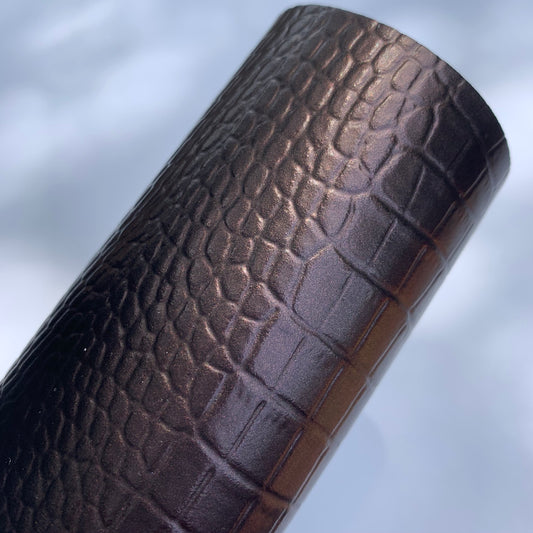 Copper Crocodile Textured Faux Leather Sheet