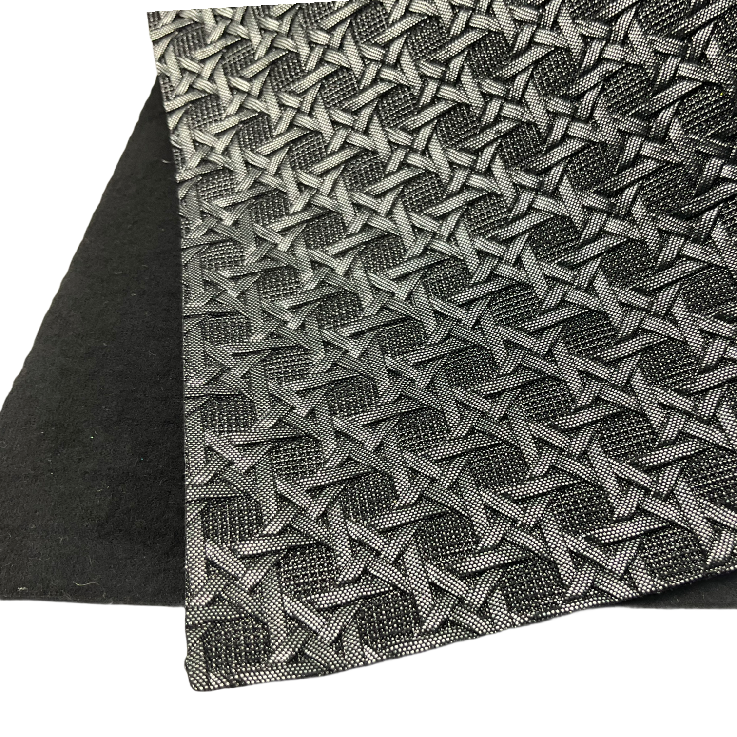 Black Basket Weave Textured Faux Leather Sheet