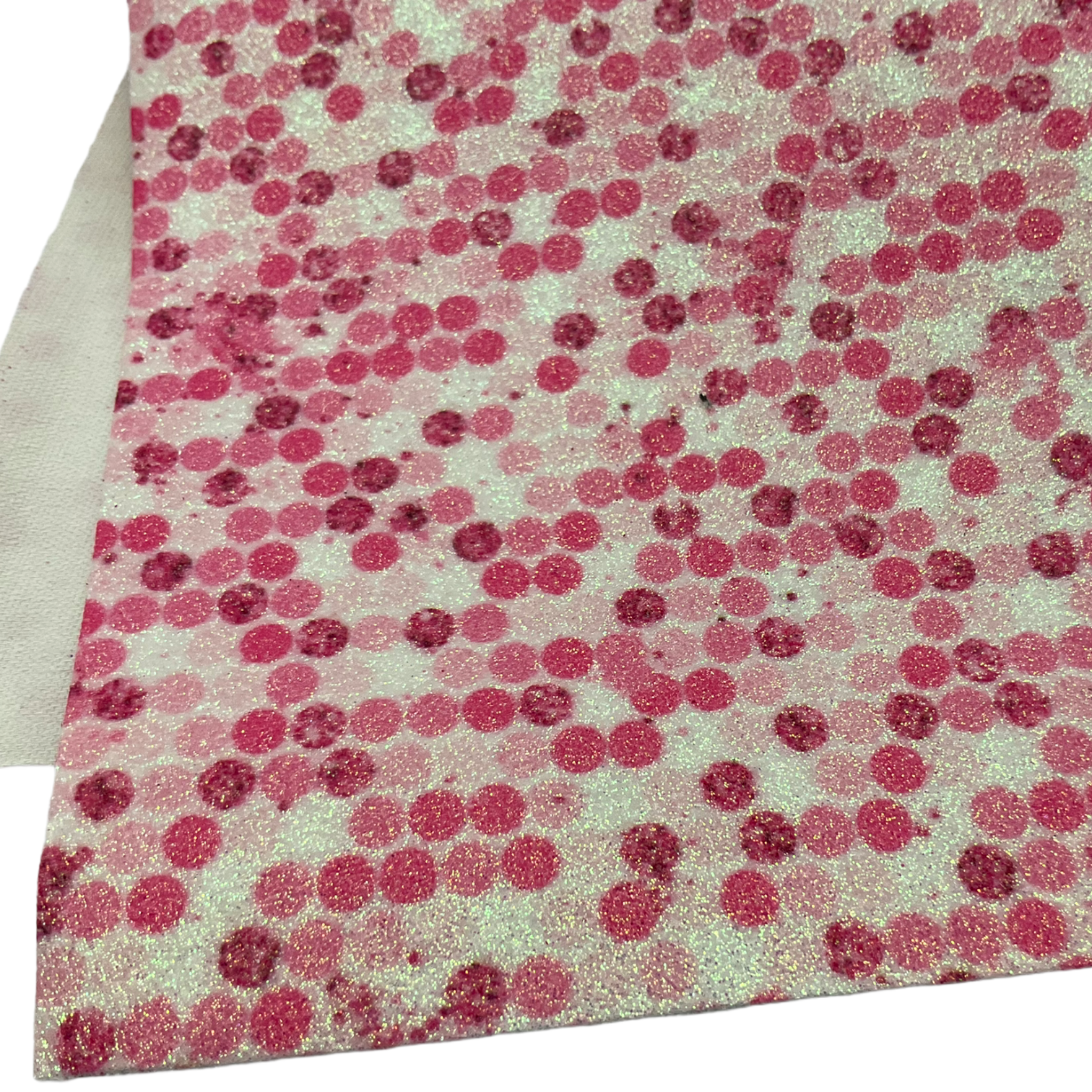 Pink White Polka Dots Printed Fine Glitter Sheet