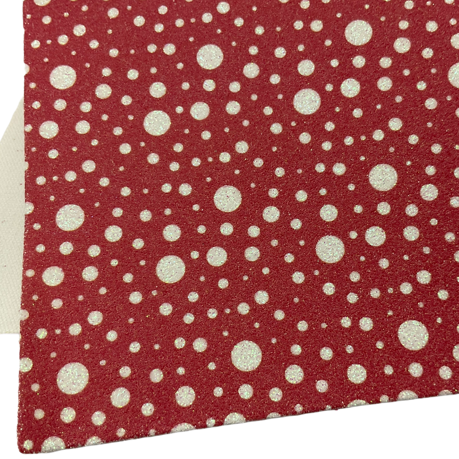 White Red Polka Dots Printed Fine Glitter Sheet