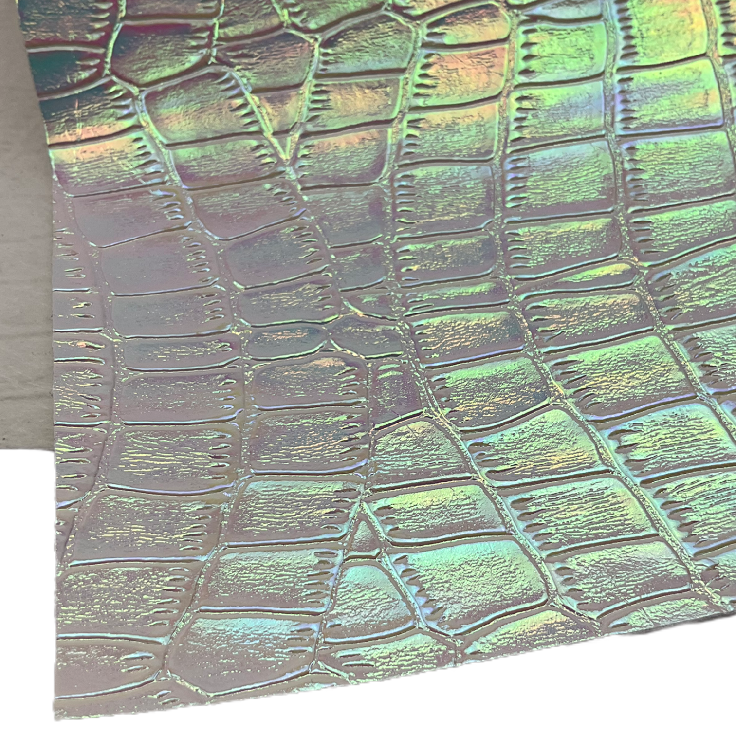 Gray Silver Iridescent Alligator Textured Faux Leather Sheet