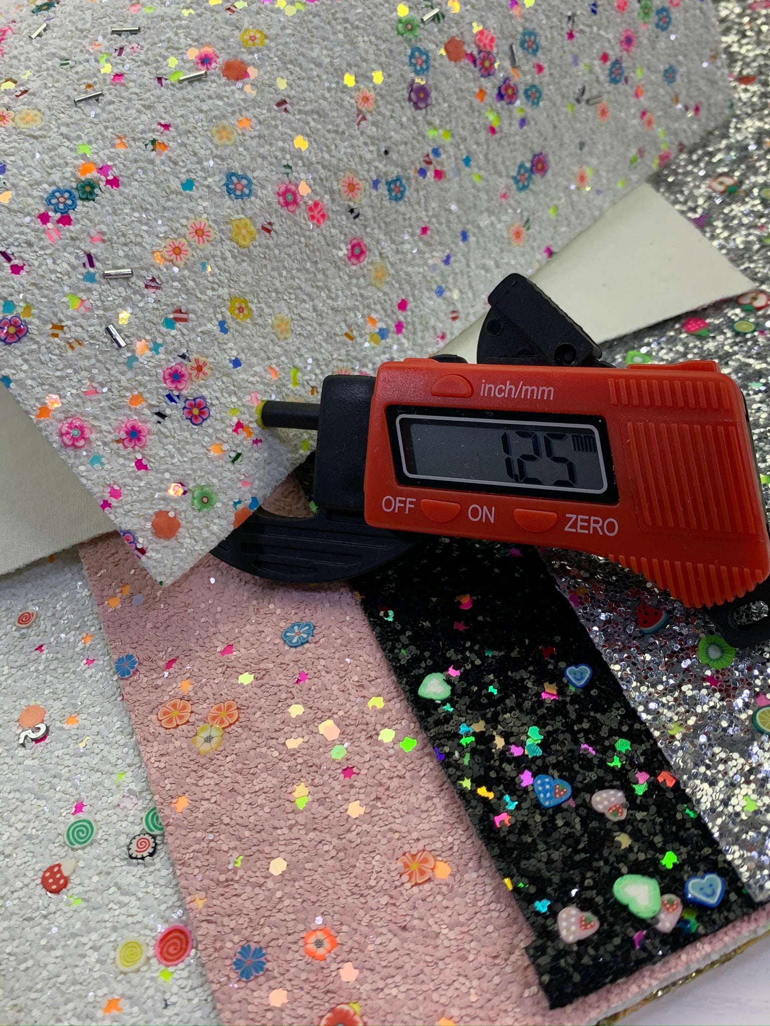 Pink Mixed Flower Clays Chunky Glitter Canvas Sheet