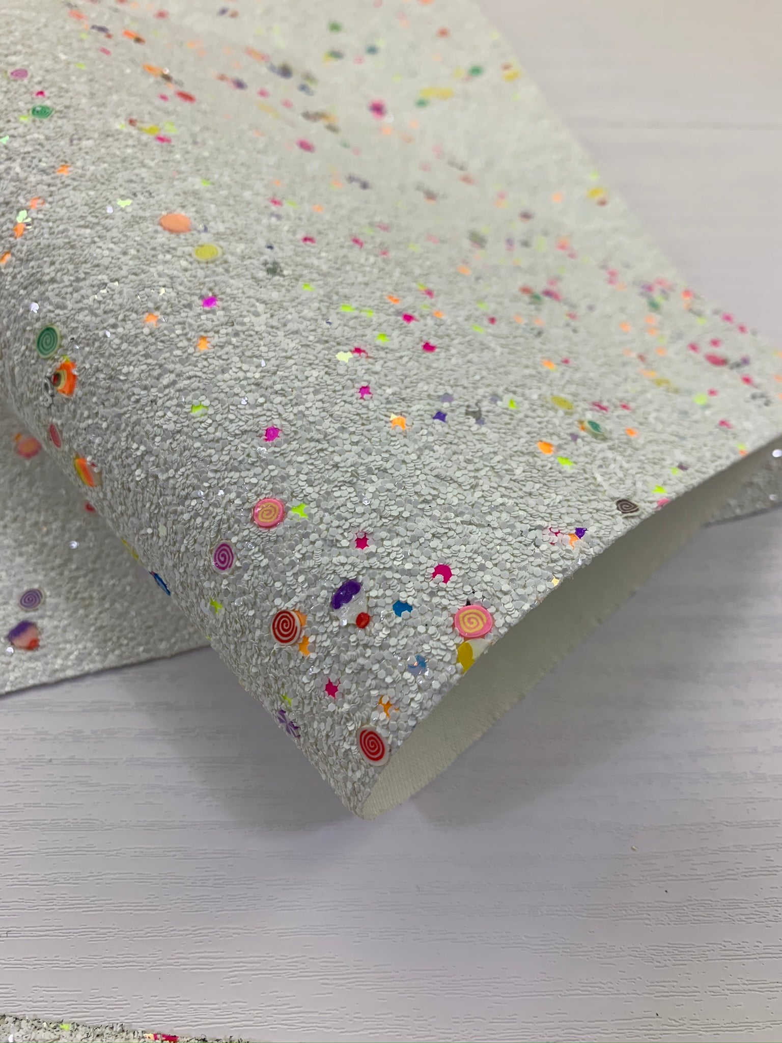 White Mixed Clays Chunky Glitter Canvas Sheet