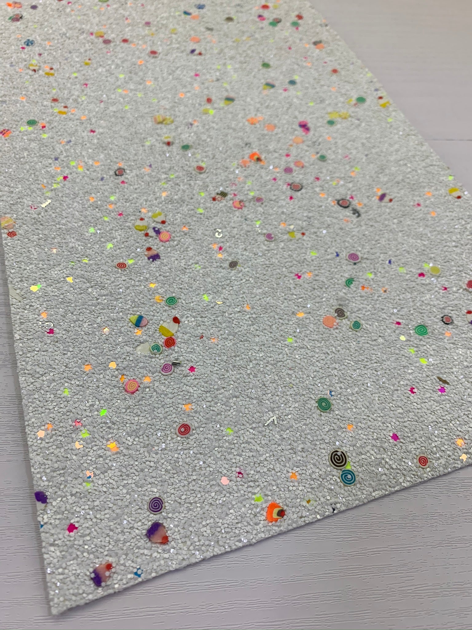 White Mixed Clays Chunky Glitter Canvas Sheet