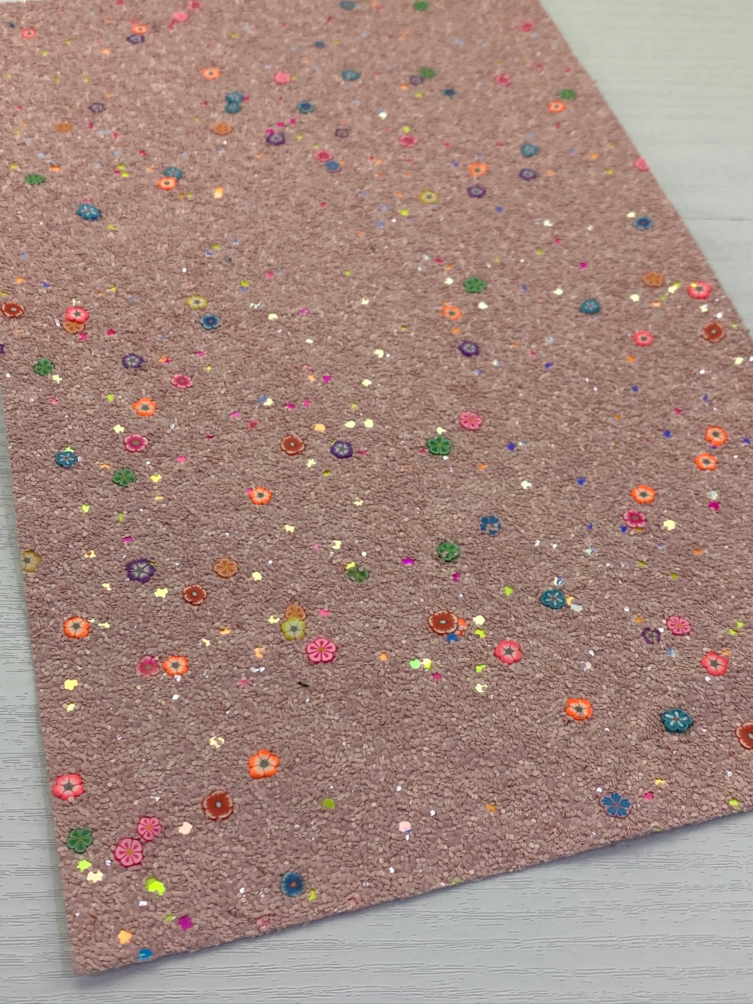 Pink Mixed Flower Clays Chunky Glitter Canvas Sheet