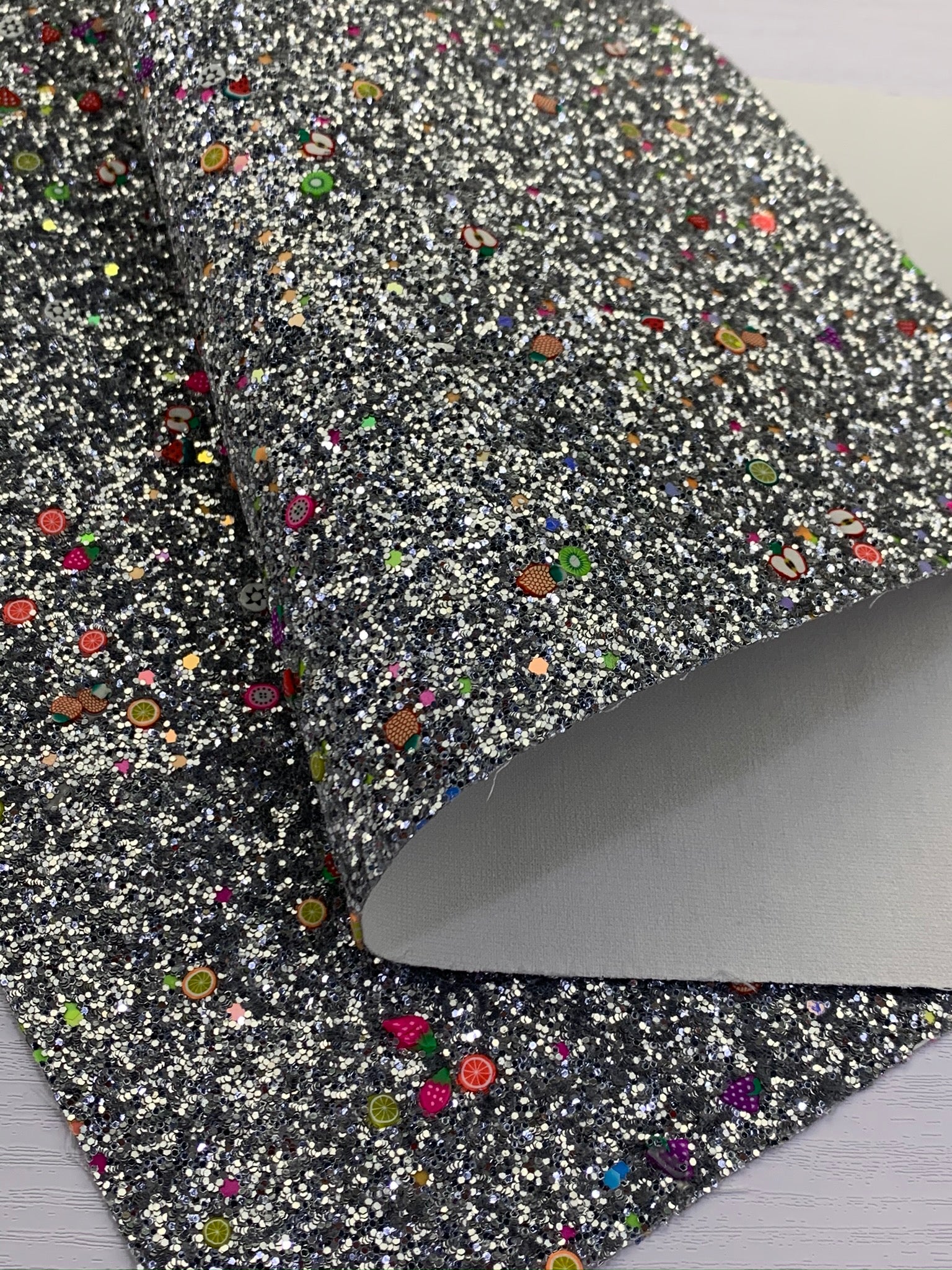 Silver Mixed Clays Chunky Glitter Canvas Sheet