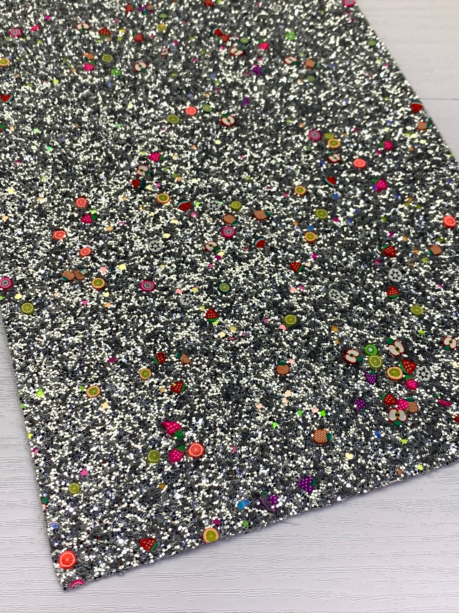 Silver Mixed Clays Chunky Glitter Canvas Sheet