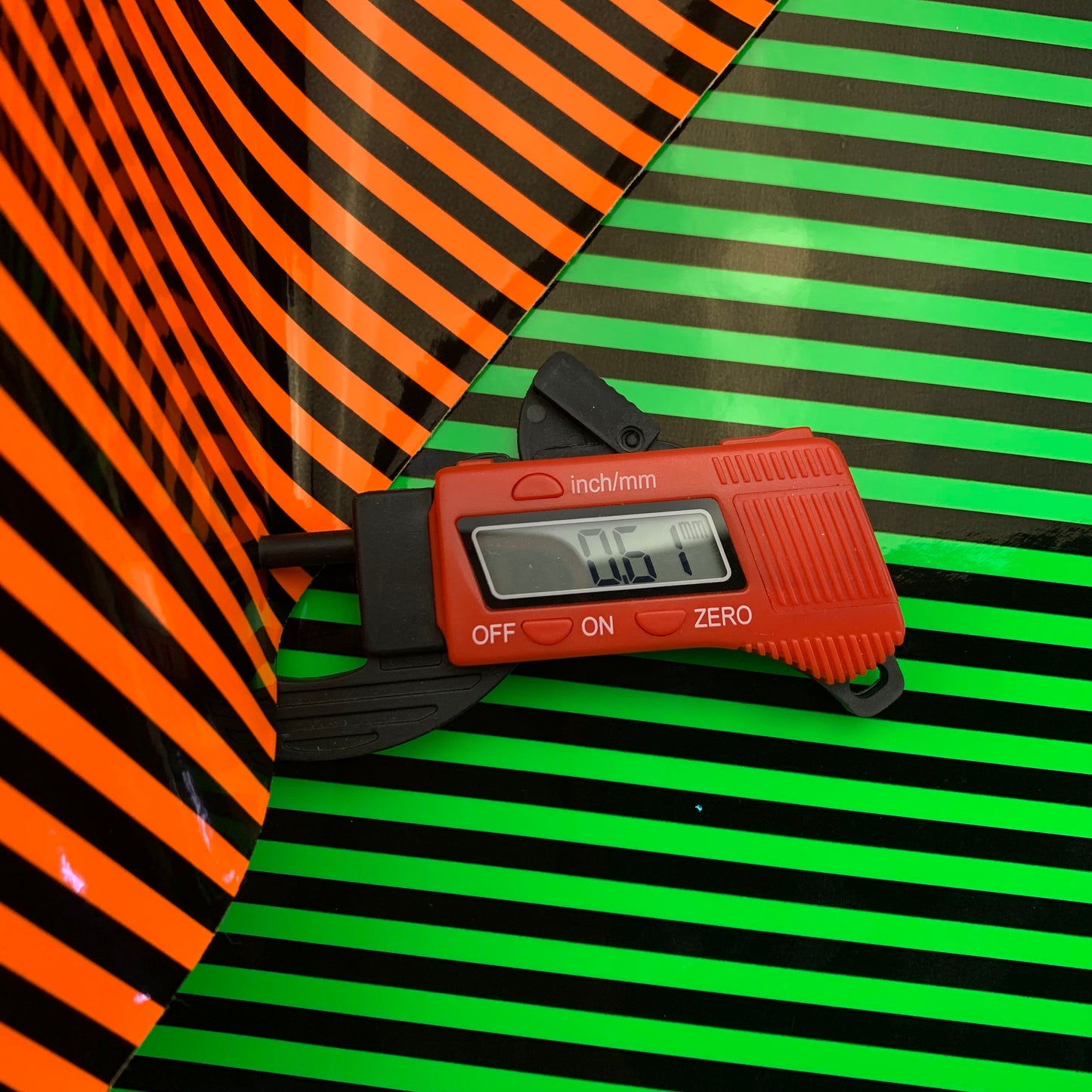 Geometric Lines Neon Colors Glossy Smooth Patent Laser Faux Leather Sheet