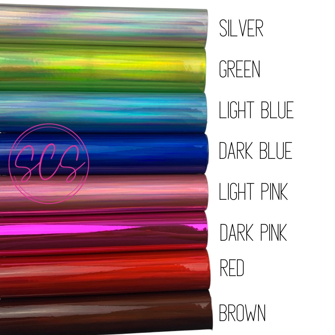 Mirror Holographic Glossy Smooth Patent Laser Faux Leather Sheet