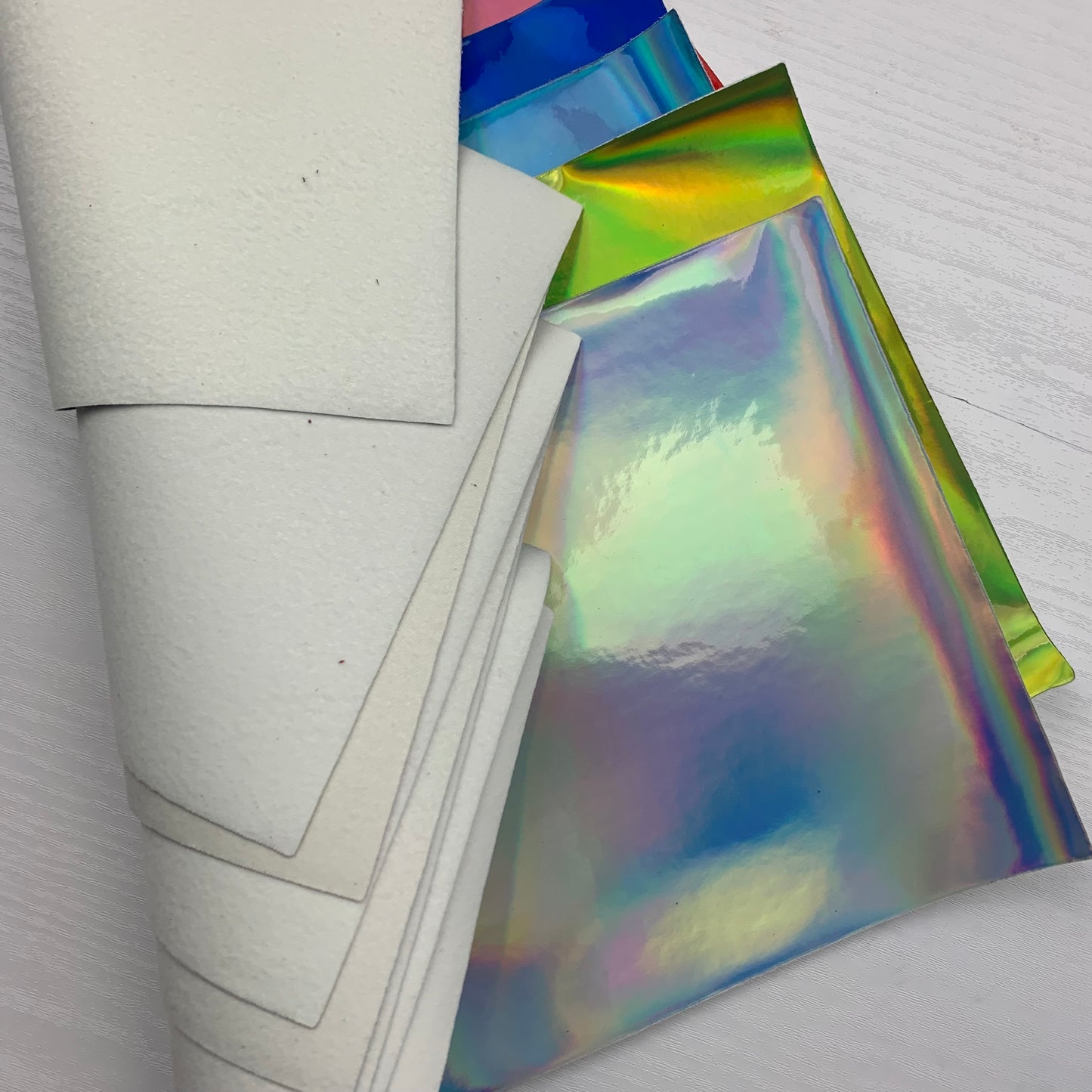 Mirror Holographic Glossy Smooth Patent Laser Faux Leather Sheet