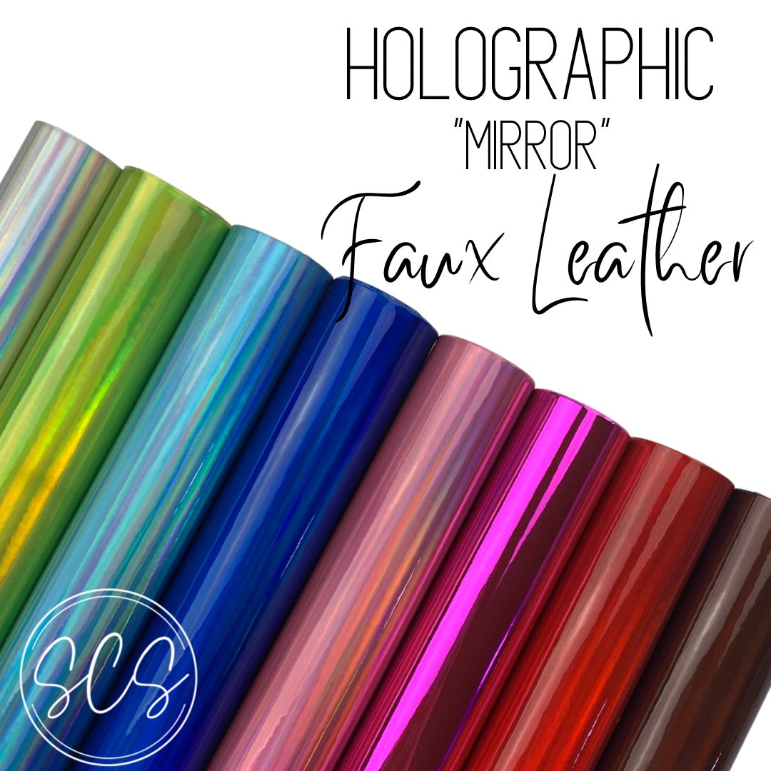 Mirror Holographic Glossy Smooth Patent Laser Faux Leather Sheet