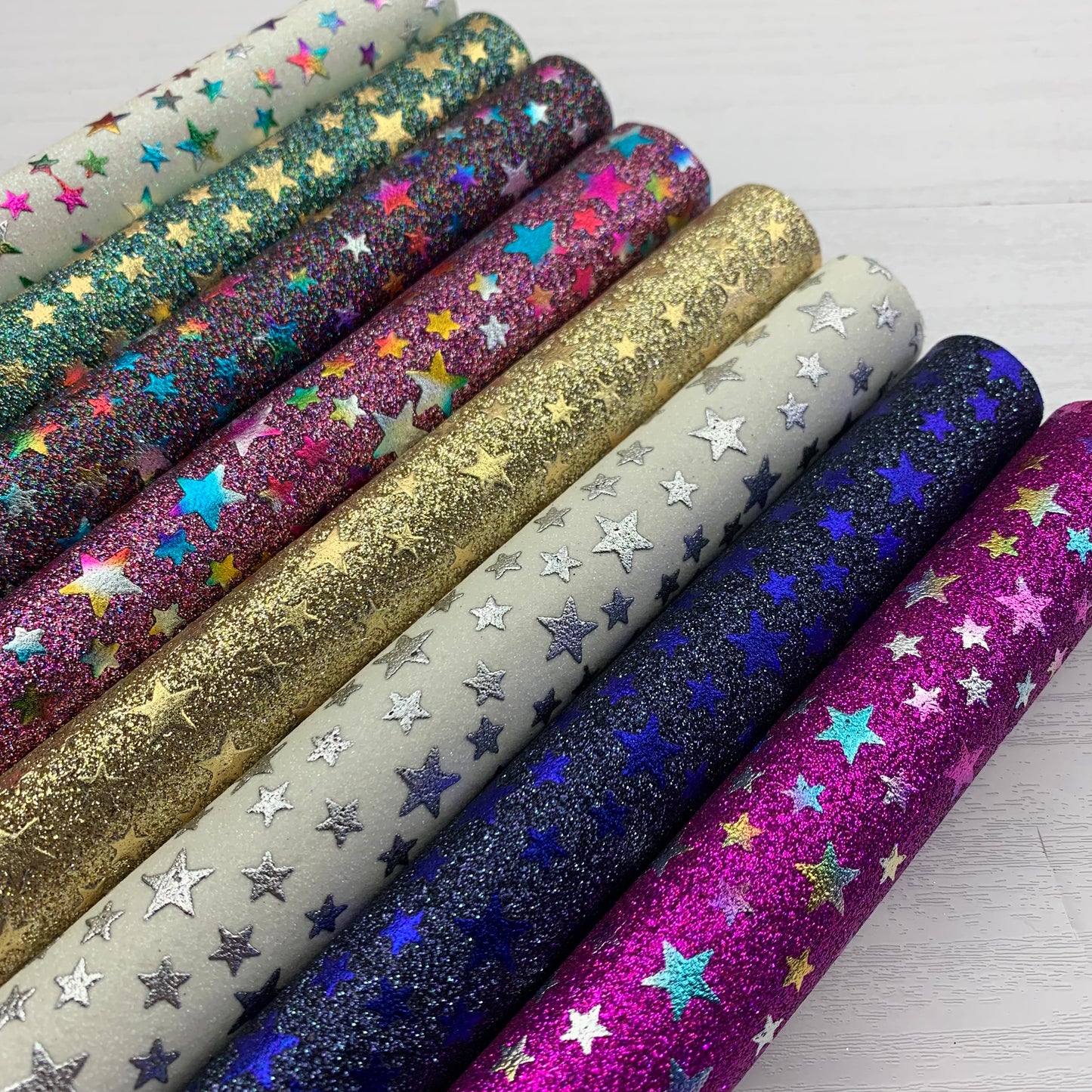 Stars Embossed Fine Glitter Faux Leather Sheets