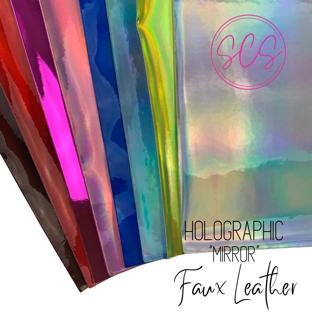 Mirror Holographic Glossy Smooth Patent Laser Faux Leather Sheet